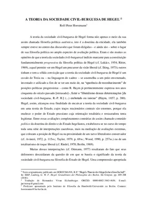 A Teoria da Sociedade Civil