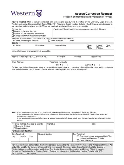 Access and Correction Requirements