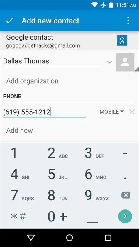 Adding Contacts to Phone Book
