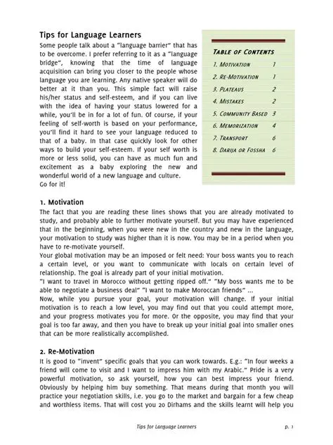 Additional Tips for Language Learners