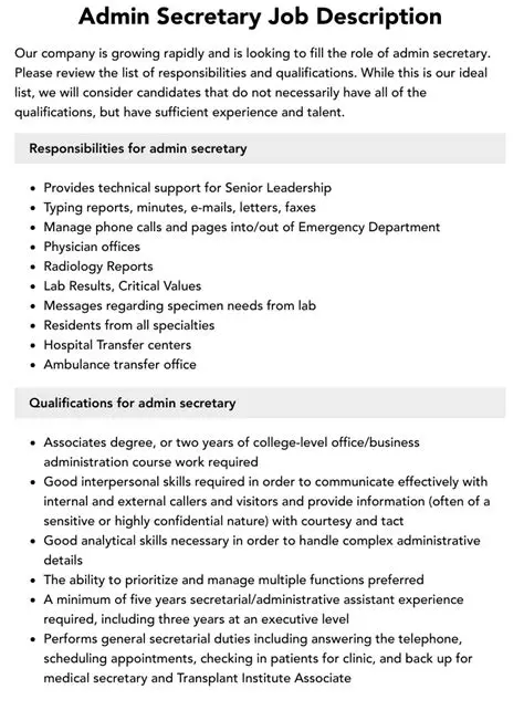 Administrative Secretary Job Description: Crafting the Perfect CV