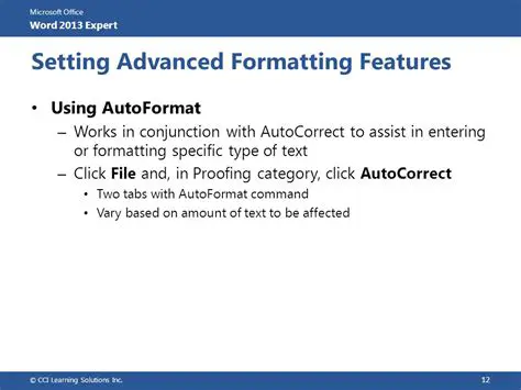 Advanced Formatting Features