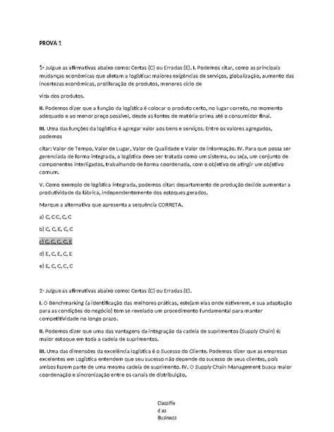 Afirmativas Certas e Erradas