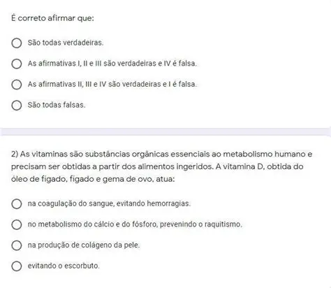 Afirmativas Verdadeiras ou Falsas