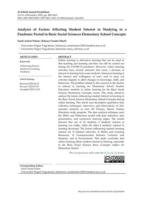 Analysis of Factors Affecting Student Interest