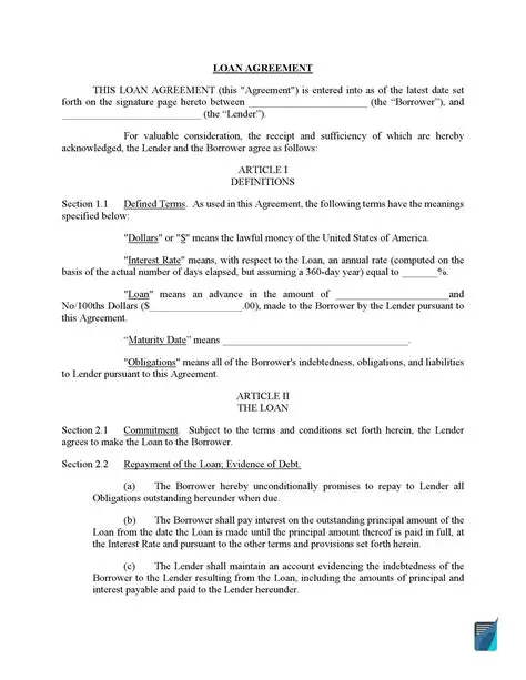 Analysis of Loan Agreement and Its Implementation