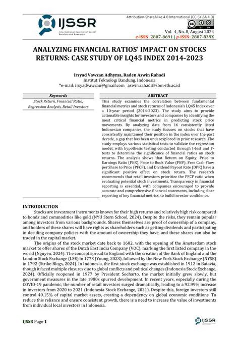 Analysis of the Effect of Market Ratios on LQ45 Index Stock Returns on the Indonesia Stock Exchange