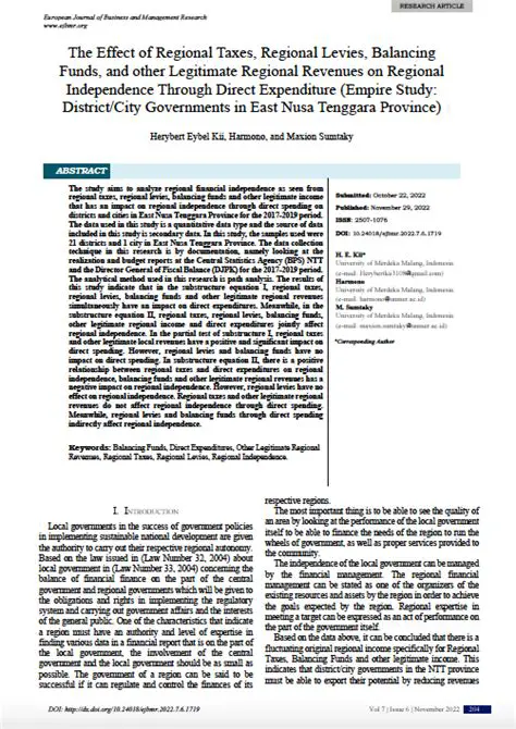 Analysis of the Effect of Taxes and Levies on Regional Expenditure
