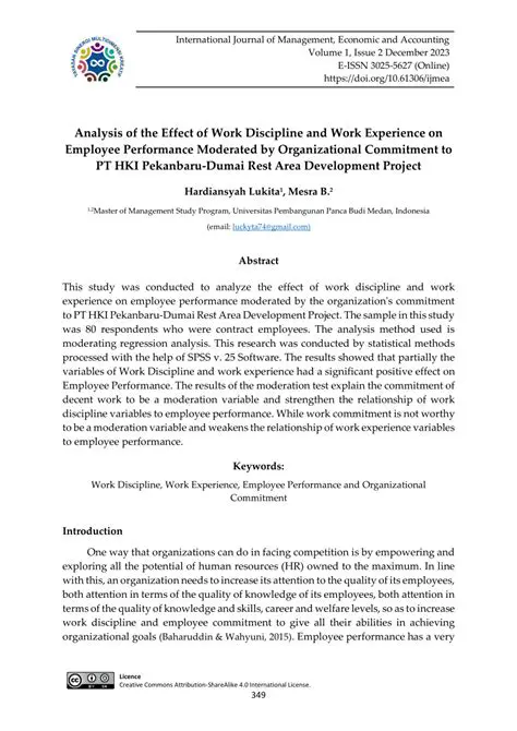 Analysis of the Effect of Work Discipline