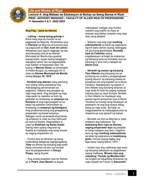 Ang Edukasyon ni Jose Rizal