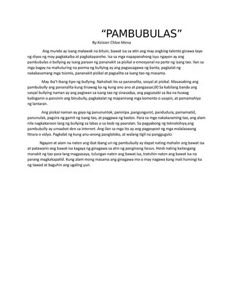 Ang Mga Pambubulas sa Iyung Buhay