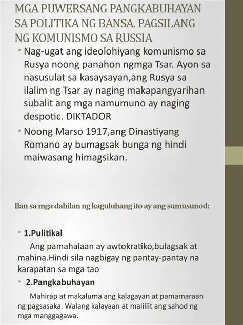 Ang Mga Puwersang Pangkabuhayan sa Politika ng Bansa
