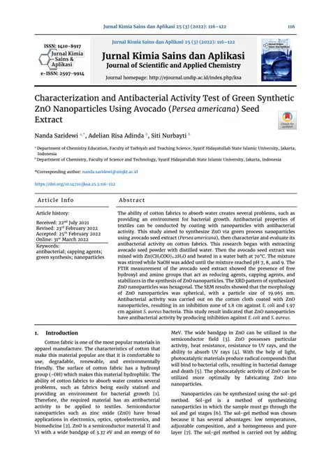 Antibacterial Activity of Avocado Seed Extract