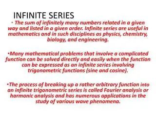 Applications of Infinite Series