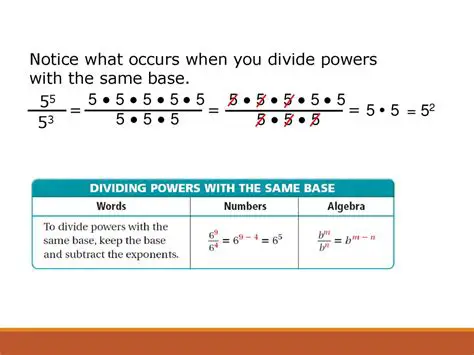 Apply the quotient rule when dividing powers with the same base