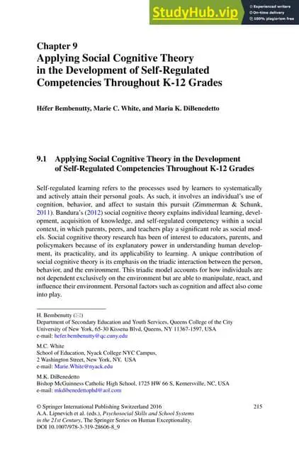 Applying Social Cognitive Theory