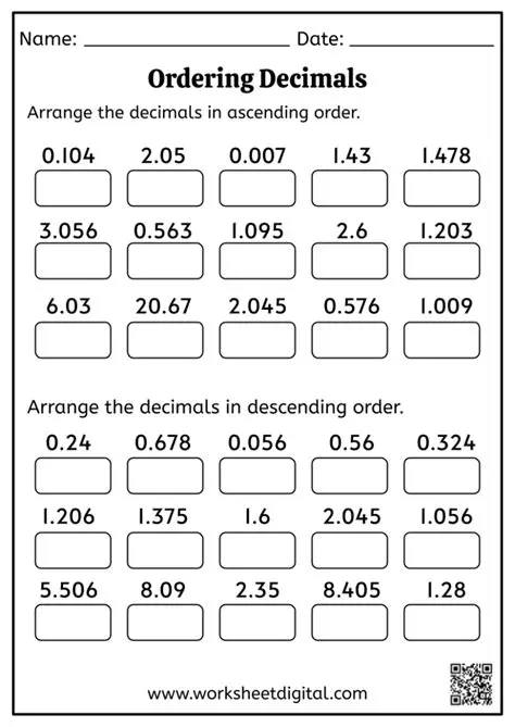 Arranging Decimals in Descending Order