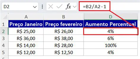 Calculando o Percentual de Aumento