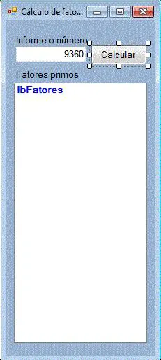 Calculando os Fatores Primos