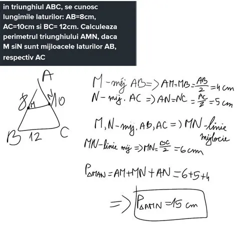 Calcularea lungimii laturilor triunghiului ABC