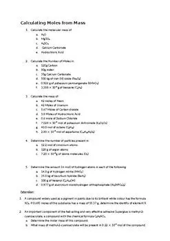 Calculating Moles from Mass