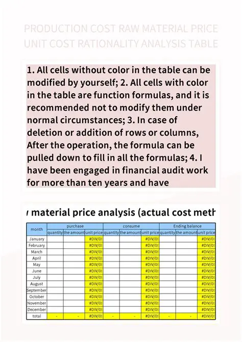 Calculating Monthly Raw Material Costs with Formulas
