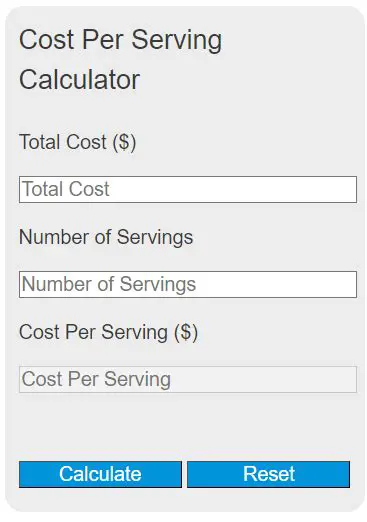 Calculating the Cost per Serving