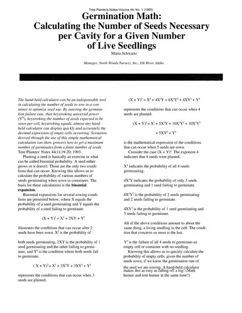 Calculating the Number of Seeds Needed