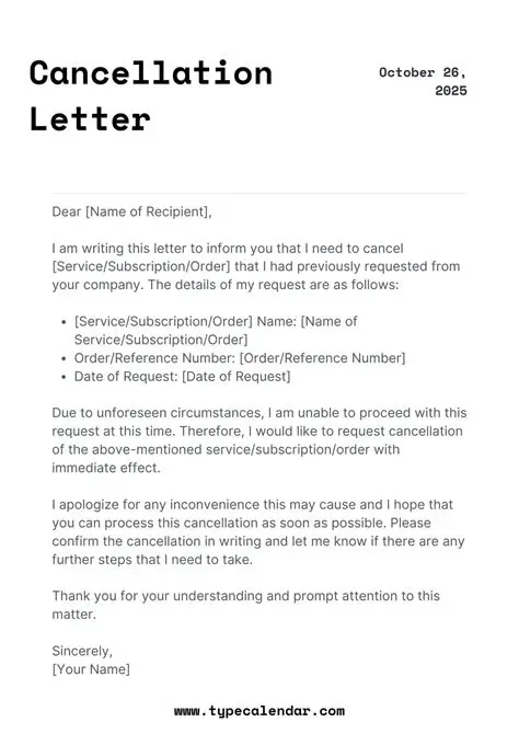 Cancellation or modification issues