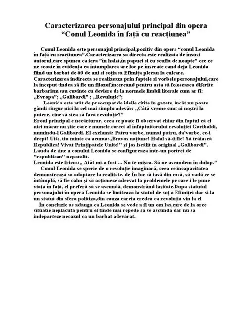 Caracteristici ale personajului principal