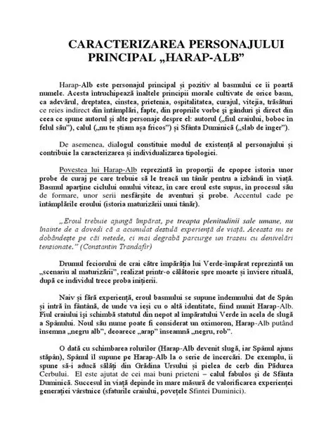 Caracteristicile personajului principal