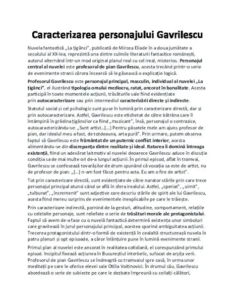 Caracterizarea personajului