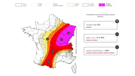 Carte de la zone des orages