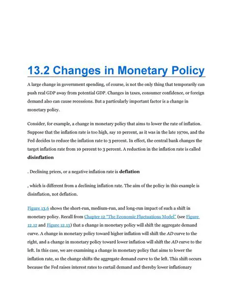 Changes in Monetary Policy