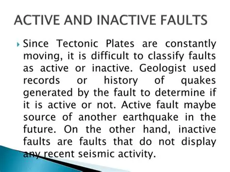 Characteristics of Active and Inactive Faults