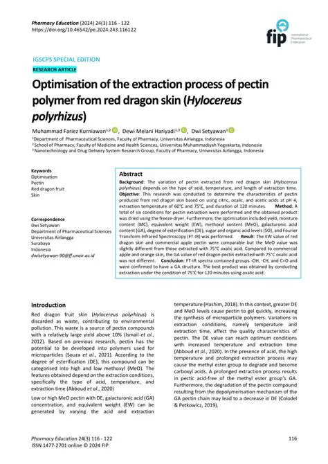 Characteristics of Pectin Produced