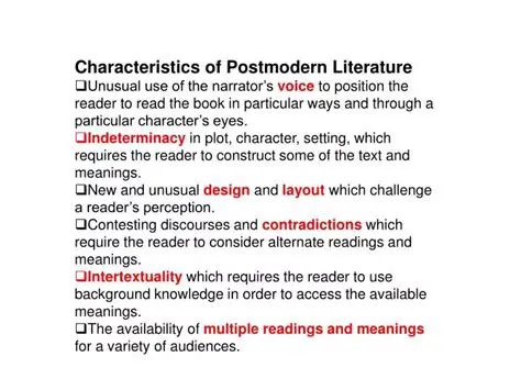 Characteristics of Postmodern Authors