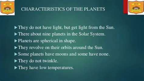 Characteristics of the Planets