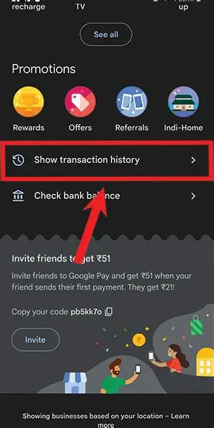 Check your transaction history