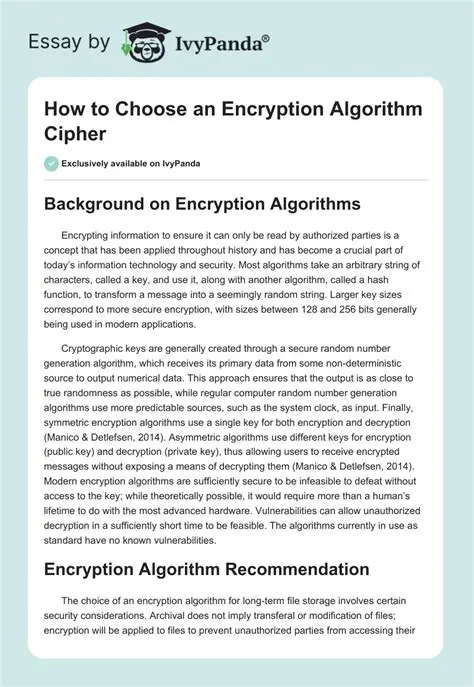 Choose an Encryption Algorithm