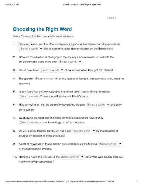 Choosing the Right Word to Replace the Infinitive
