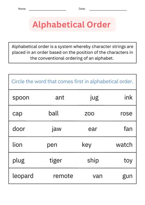 Chronological and alphabetical order