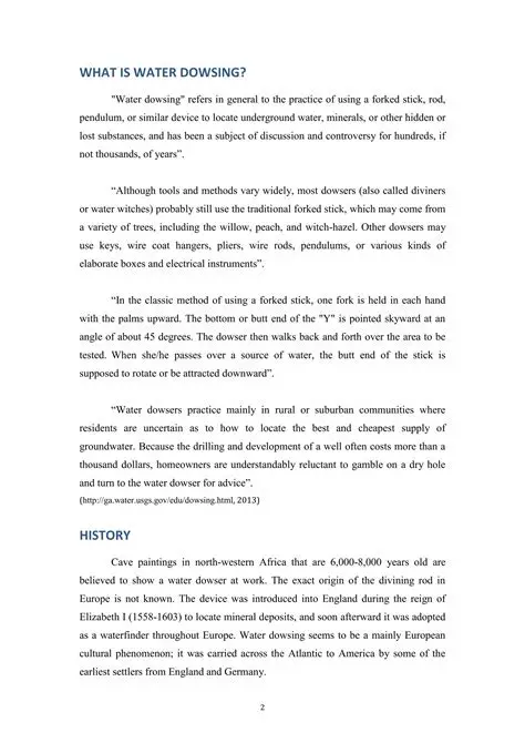 Cite case histories of instances when water dowsers failed to find water