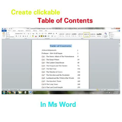 Clickable Table of Contents