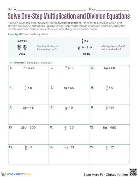 Common Division and Multiplication Equations