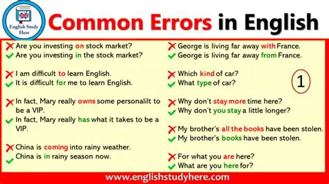 Common Errors in English Sentences