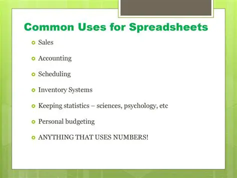 Common Uses of Spreadsheets