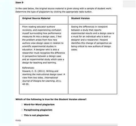 Comparison of the Student Text and the Original Source