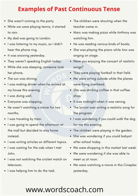 Completing Sentences with the Past Continuous Tense