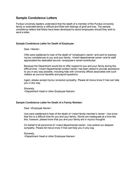 Condolence and Funeral Assistance